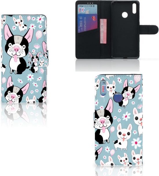 Tenphone Etui Coque pour Huawei Y7 (2019) Portefeuille Chiens