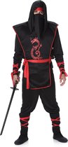 Karnival Costumes Verkleedpak Ninja Heren Carnavalskleding Heren Carnaval - Polyester - Zwart - Maat L - 4-Delig Hoofddeksel/Top/Broek/Sjaal