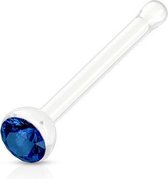 Neus piercing acryl steen blauw ©LMPiercings