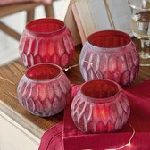 LOBERON Windlicht set van 4 Huismes rood