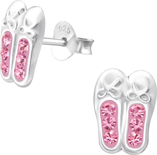 boucles d'oreilles argent pour enfants ballerines rose | Argent sterling 925 (argent véritable)