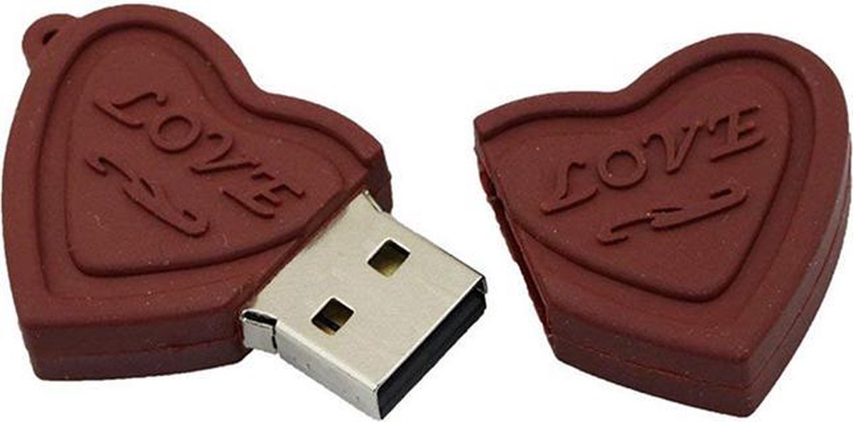 Chocolade hart usb stick 32GB -1 jaar garantie – A graden klasse chip
