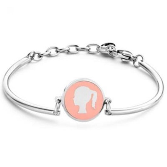 CO88 Collection Zodiac 8CB 90327 Stalen Armband met Hanger - Sterrenbeeld Maagd 15 mm - One-size - Zilverkleurig / Pastel Roze