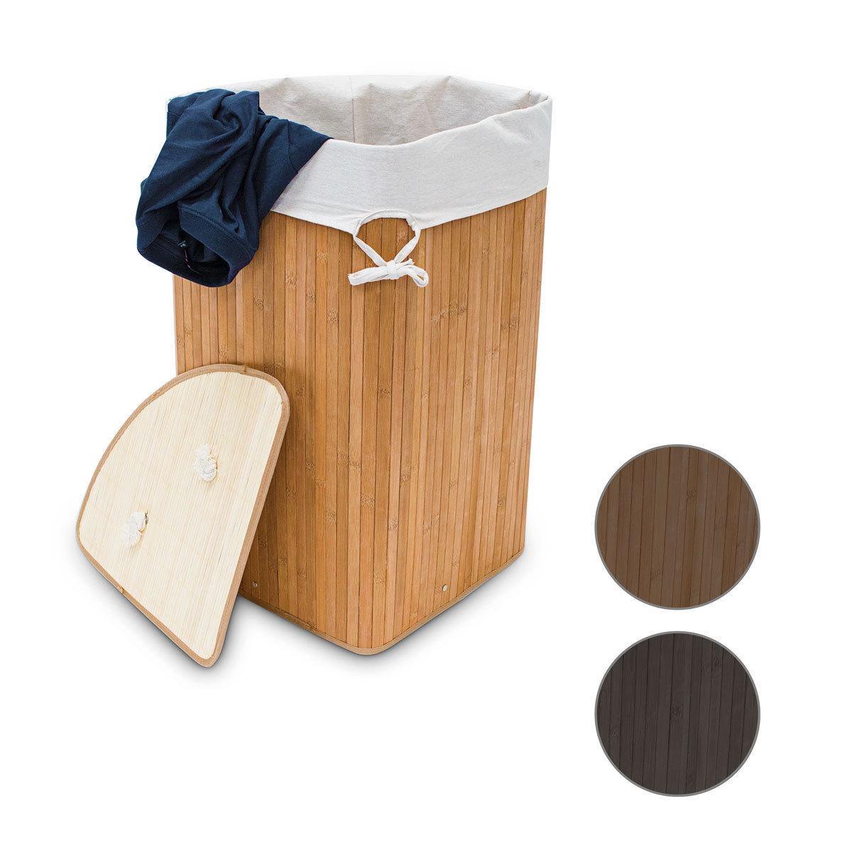 wasmand driehoek - 60 l - opvouwbaar - ruimtebesparend - met katoenen waszak - paars
