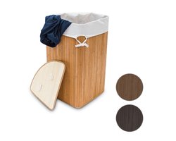 wasmand driehoek - 60 l - opvouwbaar - ruimtebesparend - met katoenen waszak - paars