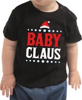 Kerst shirt / t-shirt zwart met Baby Claus voor baby / kinderen - jongen / meisje 62 (1-3 maanden)