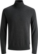 JACK & JONES slim fit coltrui katoen - antraciet grijs melange - Maat: XS