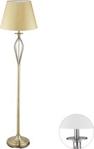 Relaxdays schemerlamp antiek - sfeerlamp stoffen lampenkap - E27 fitting - design lamp - goud, stalamp