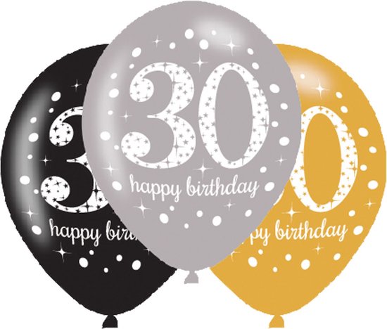Ballon 30 jaar Sparkling Birthday | 6 stuks