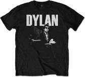 Bob Dylan - At Piano Heren T-shirt - XL - Zwart