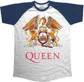 Queen Heren Tshirt -XXL- Classic Crest Wit/Blauw