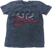 The Beatles Heren Tshirt -2XL- Guitar & Flag Blauw
