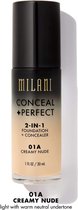 Milani Conceal + Perfect 2-in-1 Foundation + Concealer 01A Creamy Nude