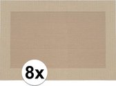 8x Placemats beige/bruin geweven/gevlochten met rand 45 x 30 cm - Bruine placemats/onderleggers tafeldecoratie - Tafel dekken