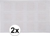 2x Placemats wit geweven/gevlochten 45 x 30 cm - Witte placemats/onderleggers tafeldecoratie - Tafel dekken