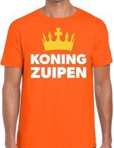 Oranje Koning zuipen  t- shirt - Shirt voor heren - Koningsdag kleding XXL