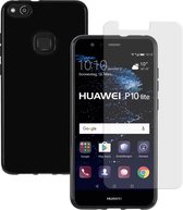 MP Case glasfolie tempered screen protector gehard glas voor Huawei P10 Lite + Gratis dark TPU case hoesje voor Huawei P10 Lite