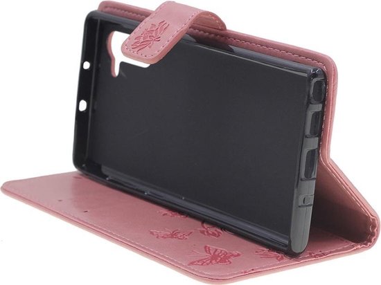 Shop4 Samsung Galaxy Note 10 - Etui Portefeuille Fleurs Papillon Rose