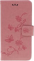 Shop4 - Geschikt voor Samsung Galaxy Note 10 Hoesje - Wallet Case Bloemen Vlinder Roze