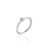 Infinitois - I04R001 - Ring - Solitaire gezet met Zirkonia steen - 3mm Breed - Maat 48 - Gerhodineerd  Zilver 925