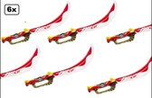 6x Opblaasbaar Piraten zwaard 75 cm wit/rood - Piraat thema feest festival pirates