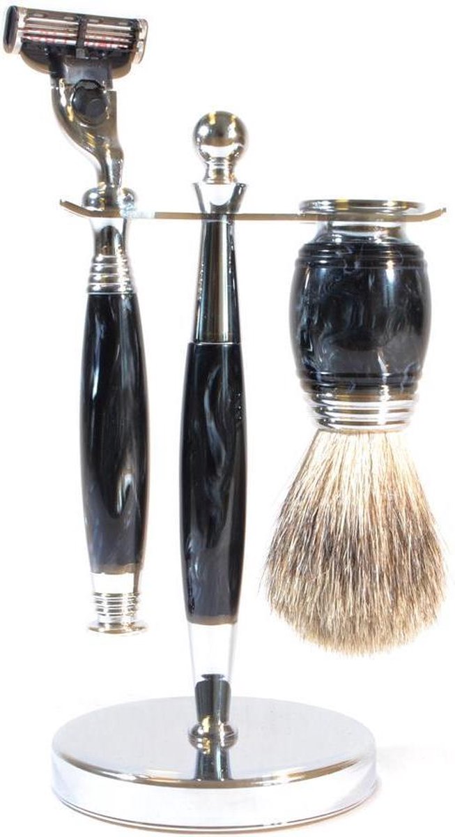 Scheerset scheerkwast synthetisch haar Fusion scheermes Zwart
