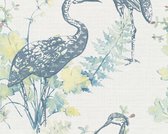 KRAANVOGEL BEHANG - Beige Geel Groen - AS Creation Four Seasons