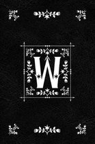 Scandinavian Design Floral Monogram Daily Journal Notebook - Letter W