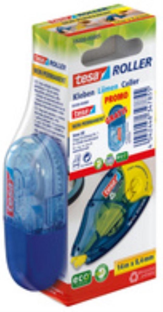 Roller De Colle Permanente Tesa 59200 – Rechargeable, 8,4 Mm, Colle Jaune Visible, Sans Solvant