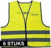6x Veiligheidsvest Dunlop geel voor volwassenen - Reflecterende veiligheidsvesten 6 stuks