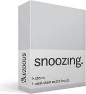 Snoozing - Katoen - Extra Hoog - Hoeslaken - Eenpersoons - 90x210 cm - Grijs