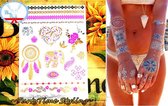 Plak Tattoos - Kleurrijke Metallic Tattoo - Body Choker - Tijdelijke Tatoeage - Festival Tatoes - Zomer feest tatoeage's - Tattoo - 1 vel Pink Gold