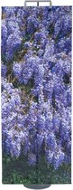Banier wisteria bloemen fotoprint, 100x250 cm met aluminium stokken en ophangkoord