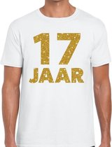 17 jaar goud glitter verjaardag kado shirt wit heren XL