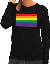 Gay pride regenboog vlag sweater zwart voor dames 2XL