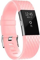 Fitbit Charge 2 siliconen bandje |Roze / Pink |Diamant patroon | Premium kwaliteit | Maat: M/L | TrendParts