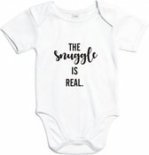 Rompertjes baby met tekst - The snuggle is real. - Romper wit - Maat 62/68