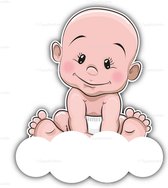geboortebord kale baby meisje op wolk 75 cm