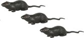 Halloween - 3x Grote plastic ratten 20 cm - Halloween/horror decoratie/versiering - Enge rat 3 stuks