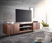 TV-tafel Live-Edge acacia bruin 200 cm 4 deuren 2 compartimenten glazen poten boomrand Lowboard