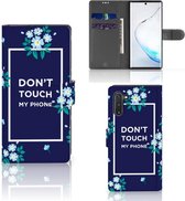 Coque Téléphone Samsung Galaxy Note 10 Coque avec pour Fleurs Bleues Do Not Touch My Phone