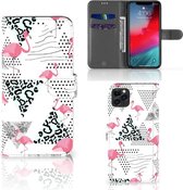 Geschikt voor iPhone 11 Pro Max Telefoonhoesje met Pasjes Flamingo Triangle