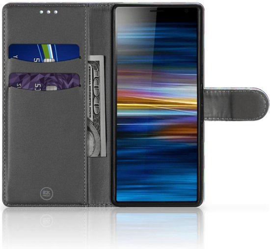 PU Cuir Premium Flip Case pour Sony Xperia 10 Coque Résumé Vert Bleu