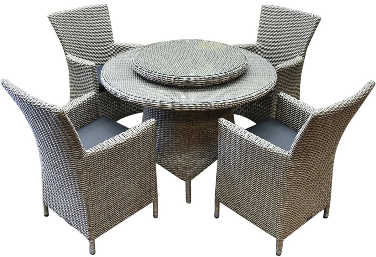 Capri Riccione dining tuinset 110 cm rond 6-delig grijs
