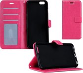 Hoes voor iPhone 5 Flip Case Cover Flip Hoesje Book Case Hoes - Donker Roze