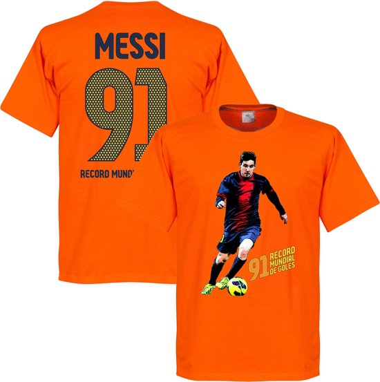 Messi 91 World Record Goals T-shirt - Oranje - XL