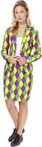 OppoSuits Harlequeen - Vrouwen Kostuum - Gekleurd - Carnaval - Maat 36