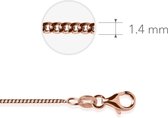 Jewels Inc. - Gourmet Ketting met Karabijnsluiting - 1.4mm Dik - Lengte 80cm - Roségoud Verguld Zilver 925