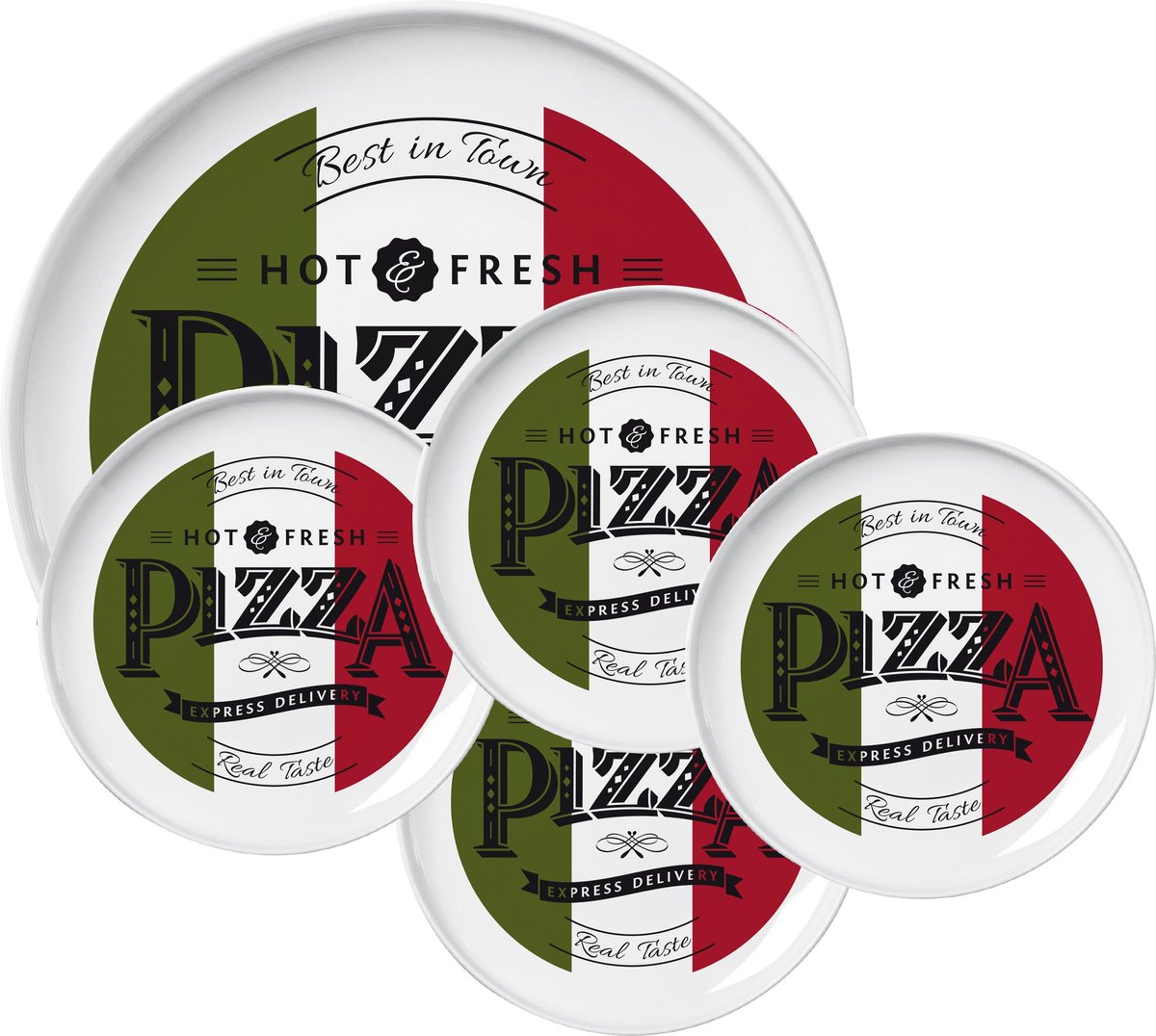 PIZZABORDEN......VILLEROY & BOCH Drie Grote Witte Borden Van 32cm Diameter Boch 71564839