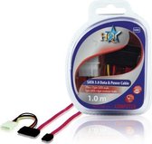 Standaard S-ATA 3.0 datakabel rood met power connector 1,00 m